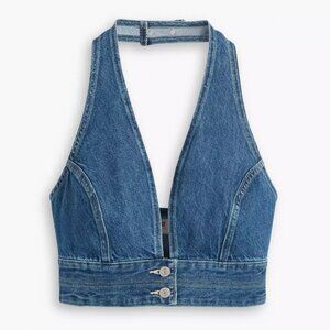Levi's Daisy Denim Halter Crop Top - L
